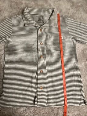 Easy Peasy Boys Button Down Shirt Size 5T Gray Striped Short Sleeve